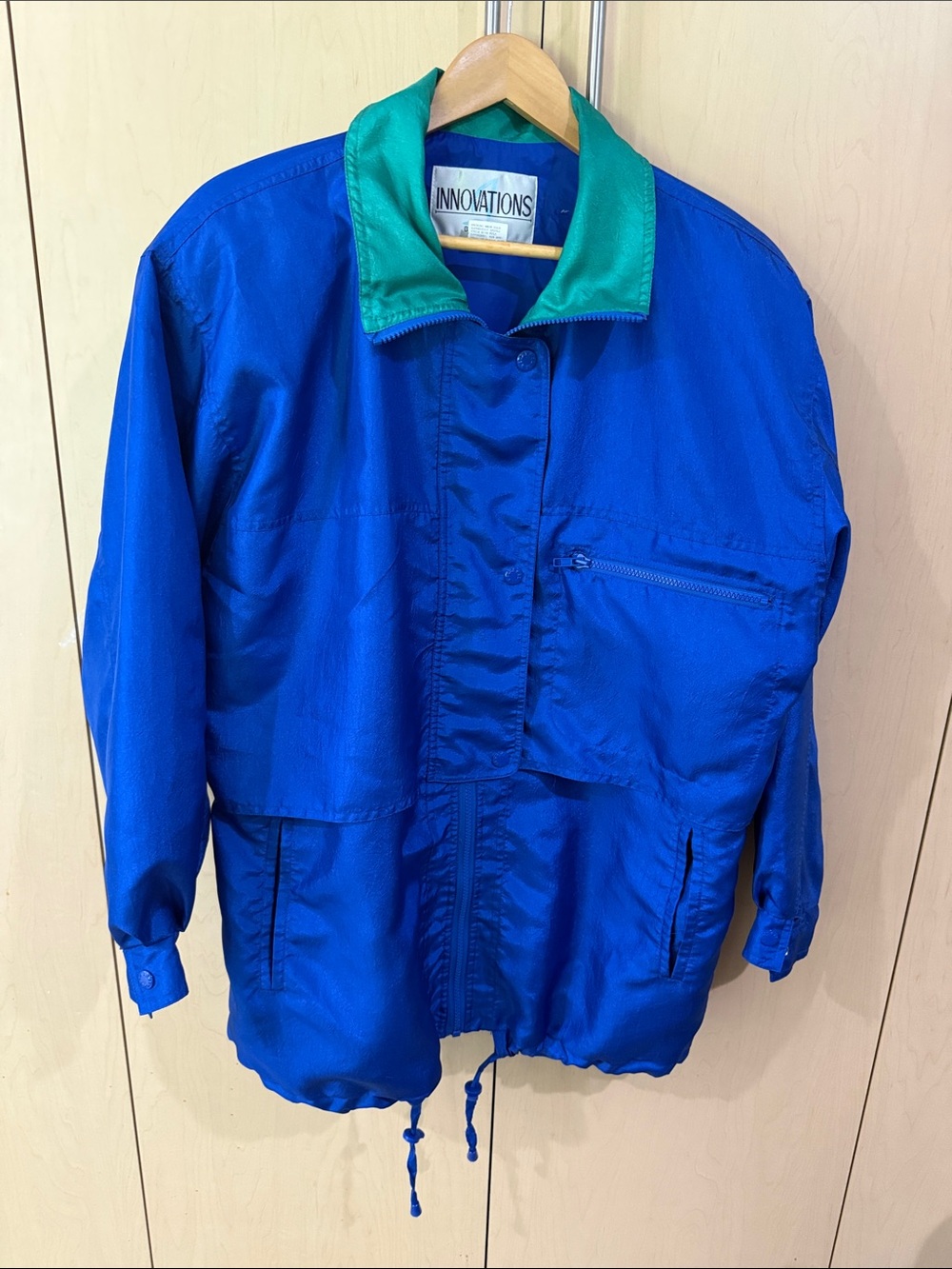 Innovations Men’s Bold Blue Windbreaker with Teal Collar